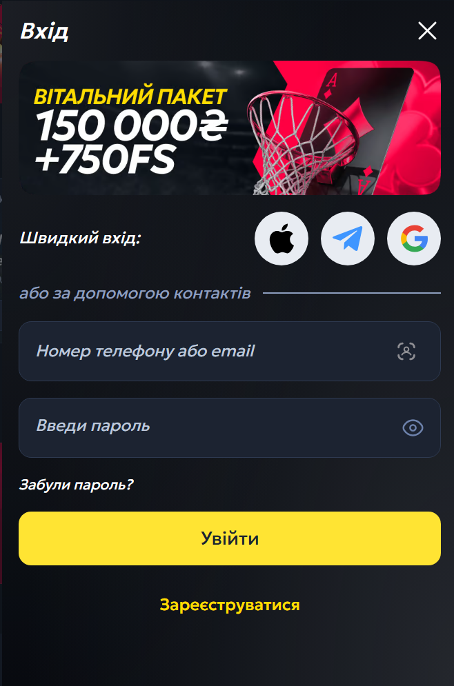 Форма входа